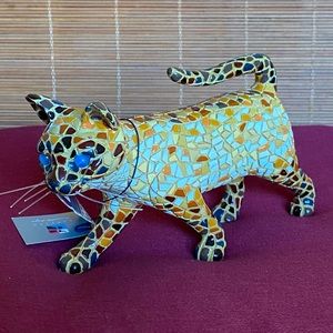 Mosaic Cat Sculpture handmade in Spain for Barcino Designs New